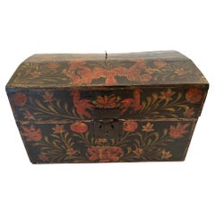 Hand Painted Black & Red Folk Art Box