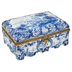Boîte de table de Delft peinte à la main en bleu et blanc, CIRCA 1850
