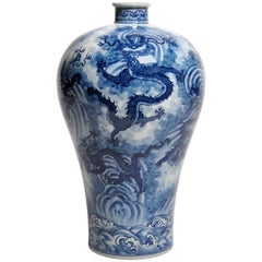 Hand Painted Blue and White Jar