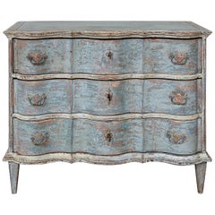 Hand Painted Blue Baroque Chest of Drawers, 18th Century