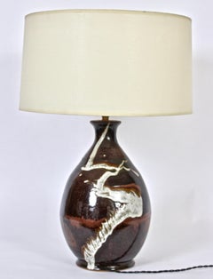 Signed American Craft Movement High Gloss "Brushstroke" Art Pottery Table Lamp