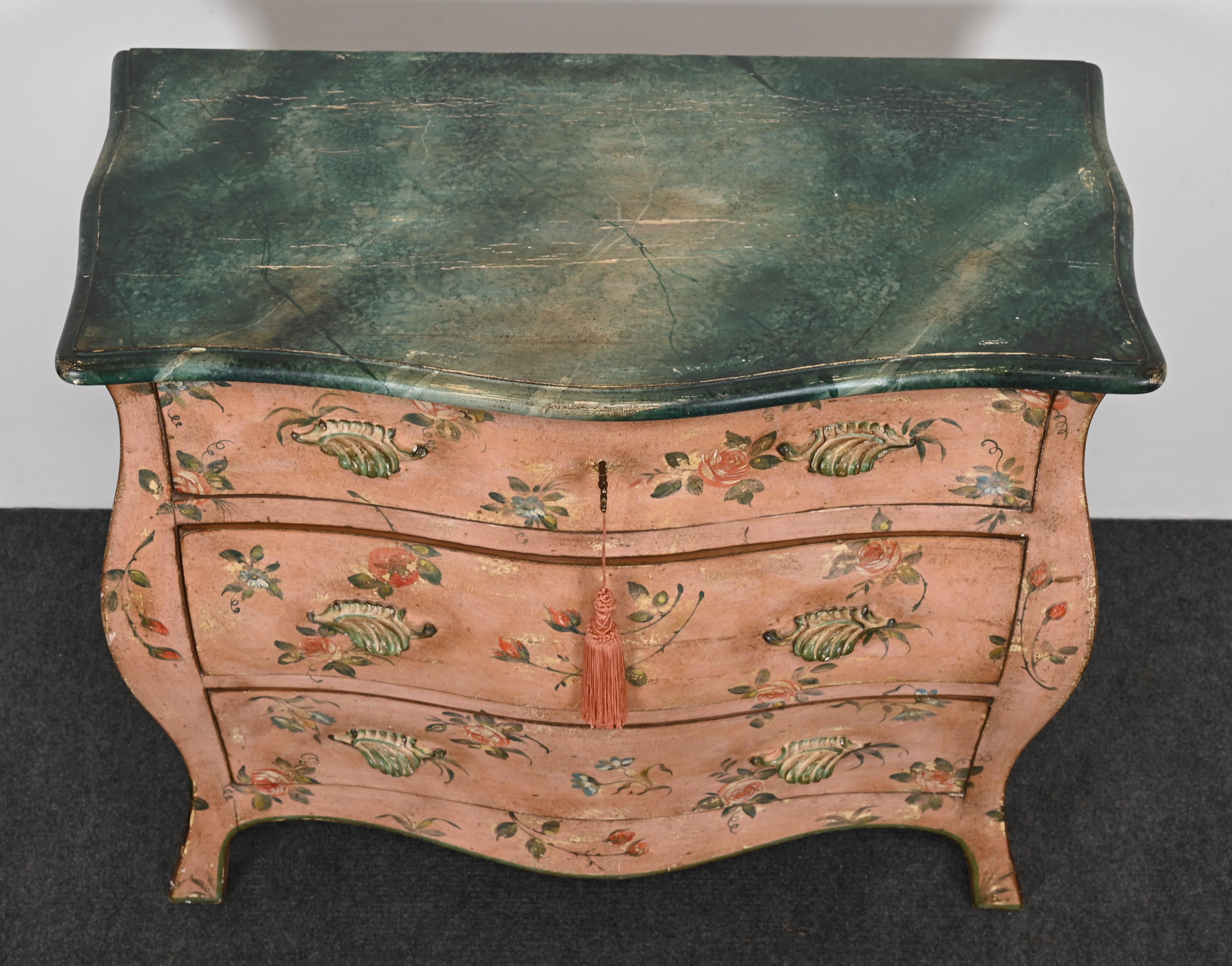 Italian Hand Painted Bombay Chest by Patina Furniture Company, 1980s For Sale