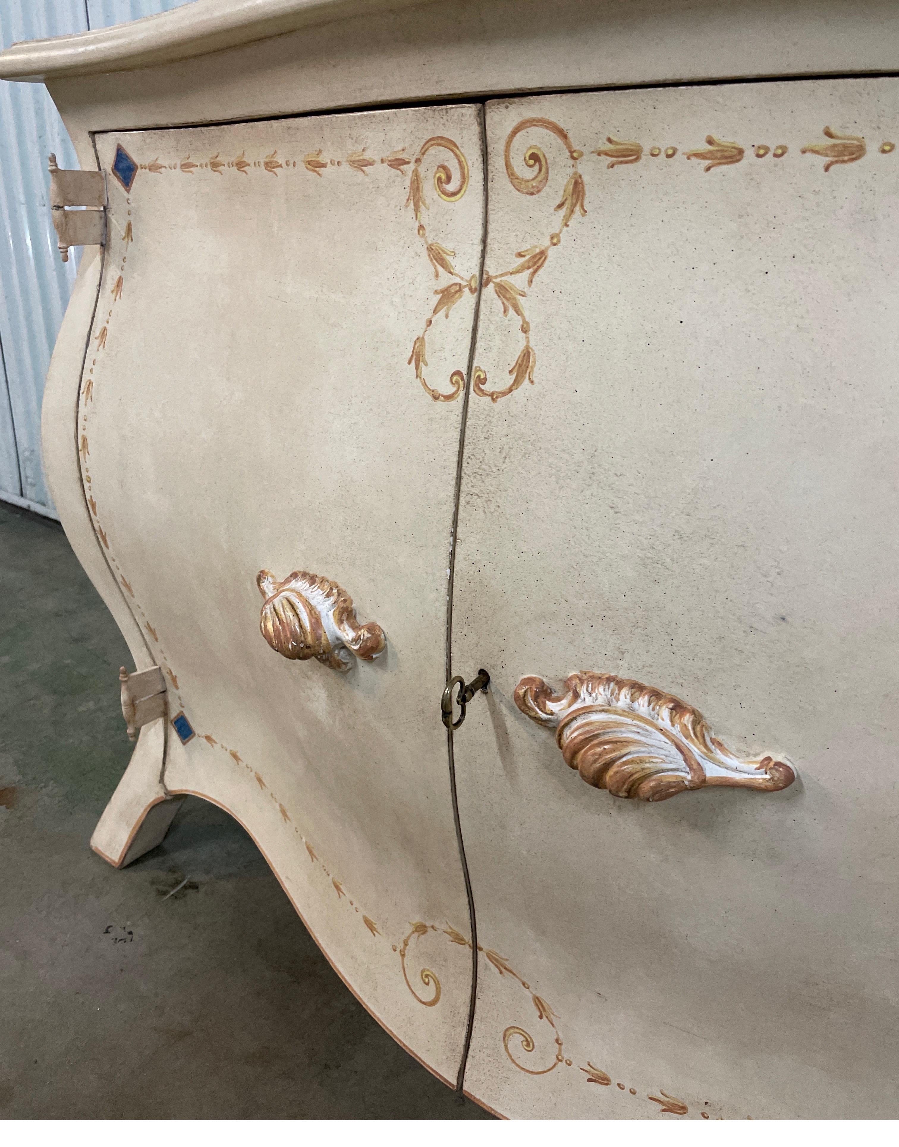 Wood Hand Painted Bombay Style Cabinet by Patina For Sale