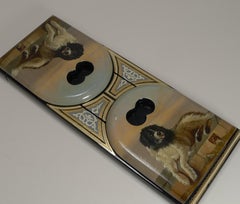 Hand Painted Book Slide / Bookends Dog, After Sir Edwin Henry Landseer