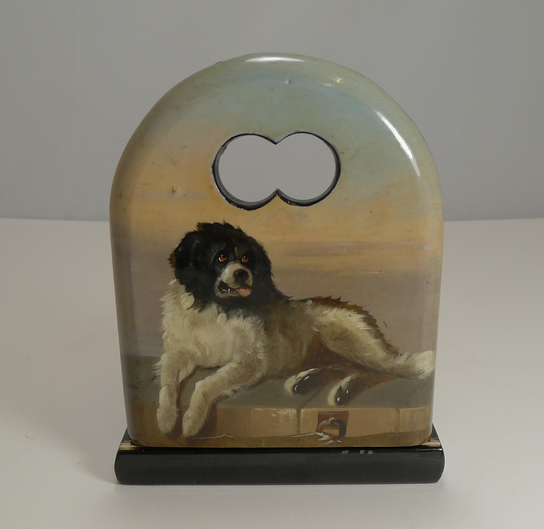 Hand Painted Book Slide / Bookends Dog, After Sir Edwin Henry Landseer For Sale 2