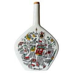 Hand Painted Bottle or Vase by Anton Riemereschid, Germany 1970s