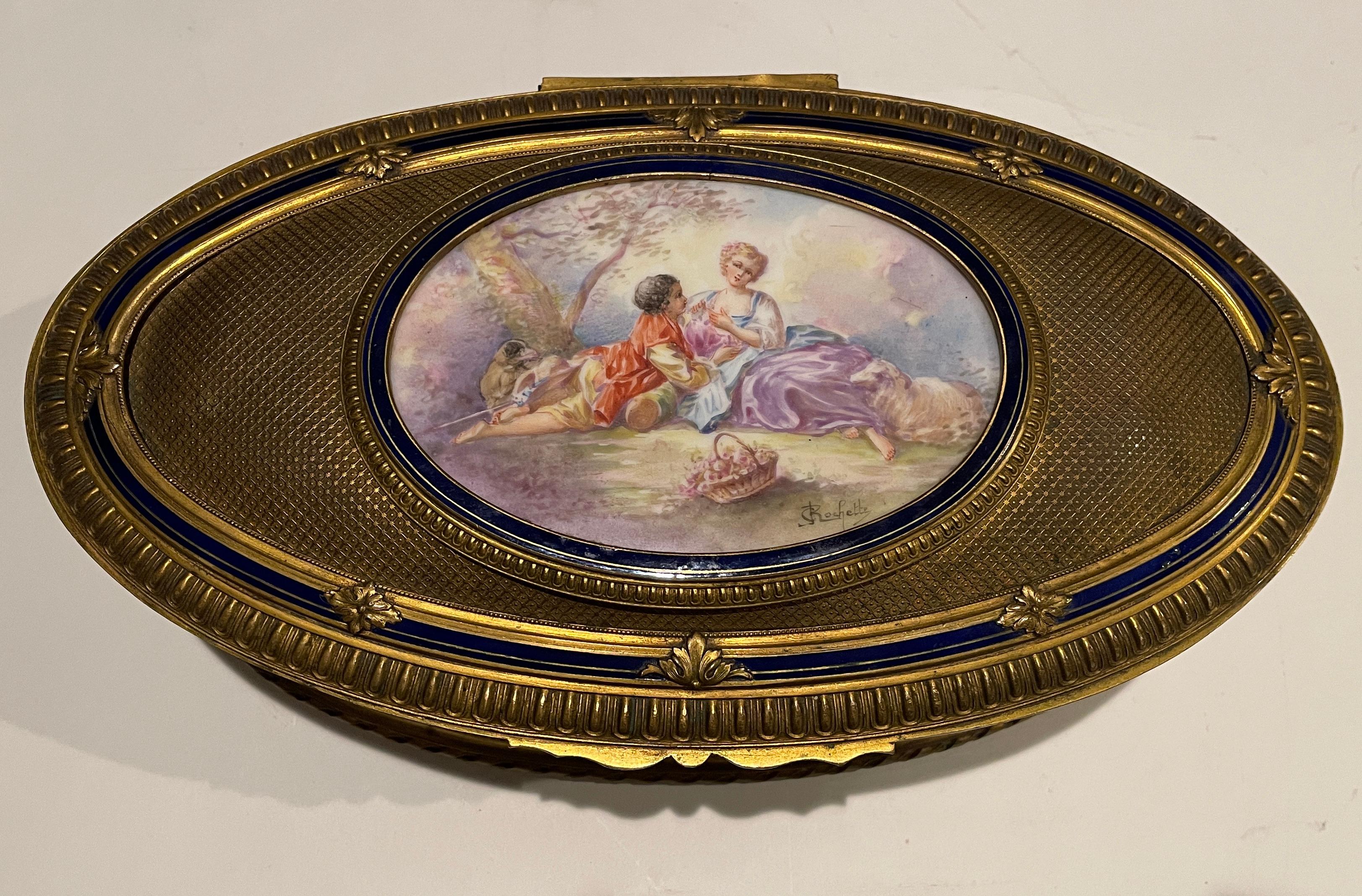 Louis XVI Hand Painted Bronze Mounted Sevres Porcelain Box