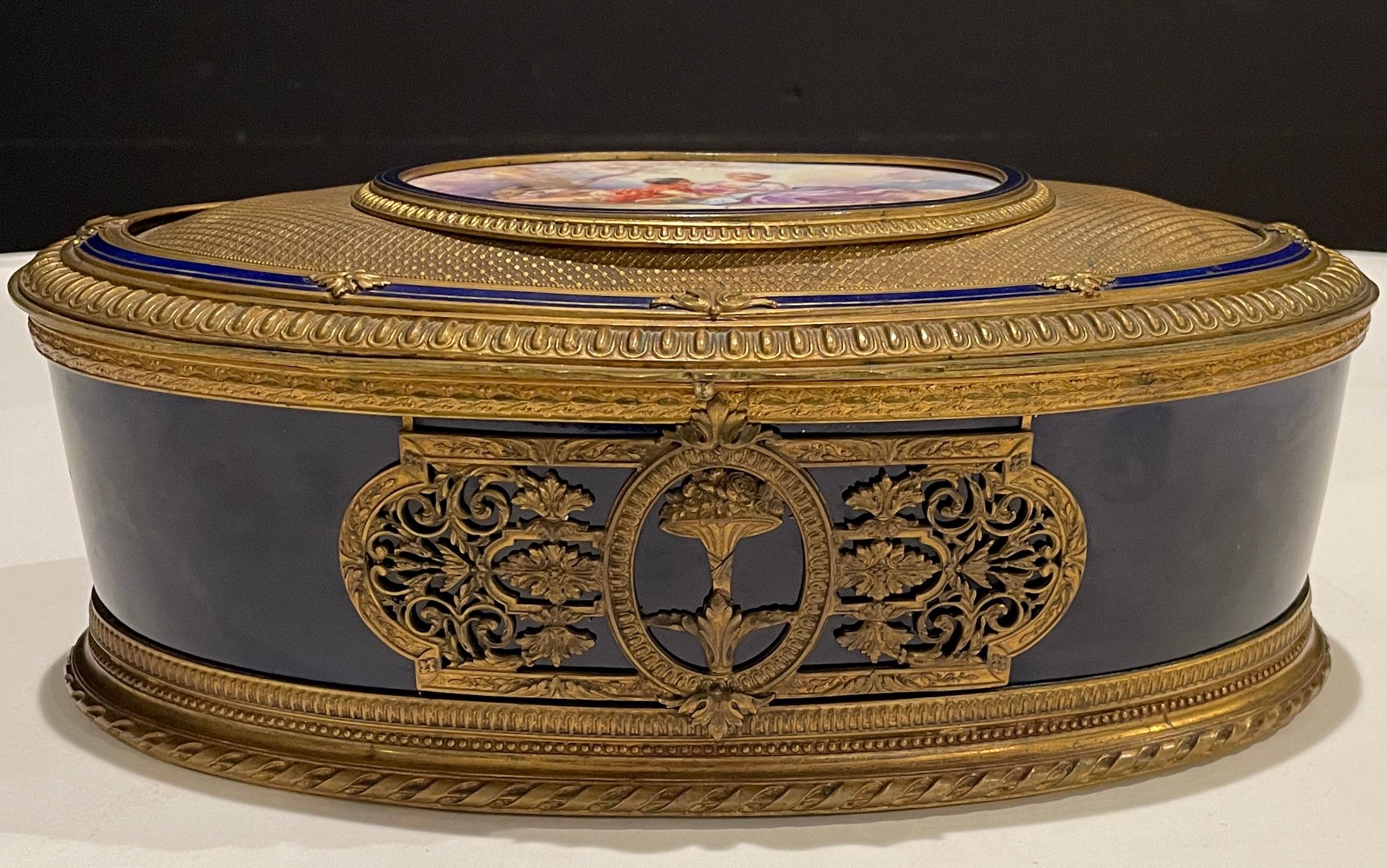 French Hand Painted Bronze Mounted Sevres Porcelain Box