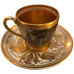 Hand Painted Cabinet Piece Cup and Saucer by Ambrosius Lamm