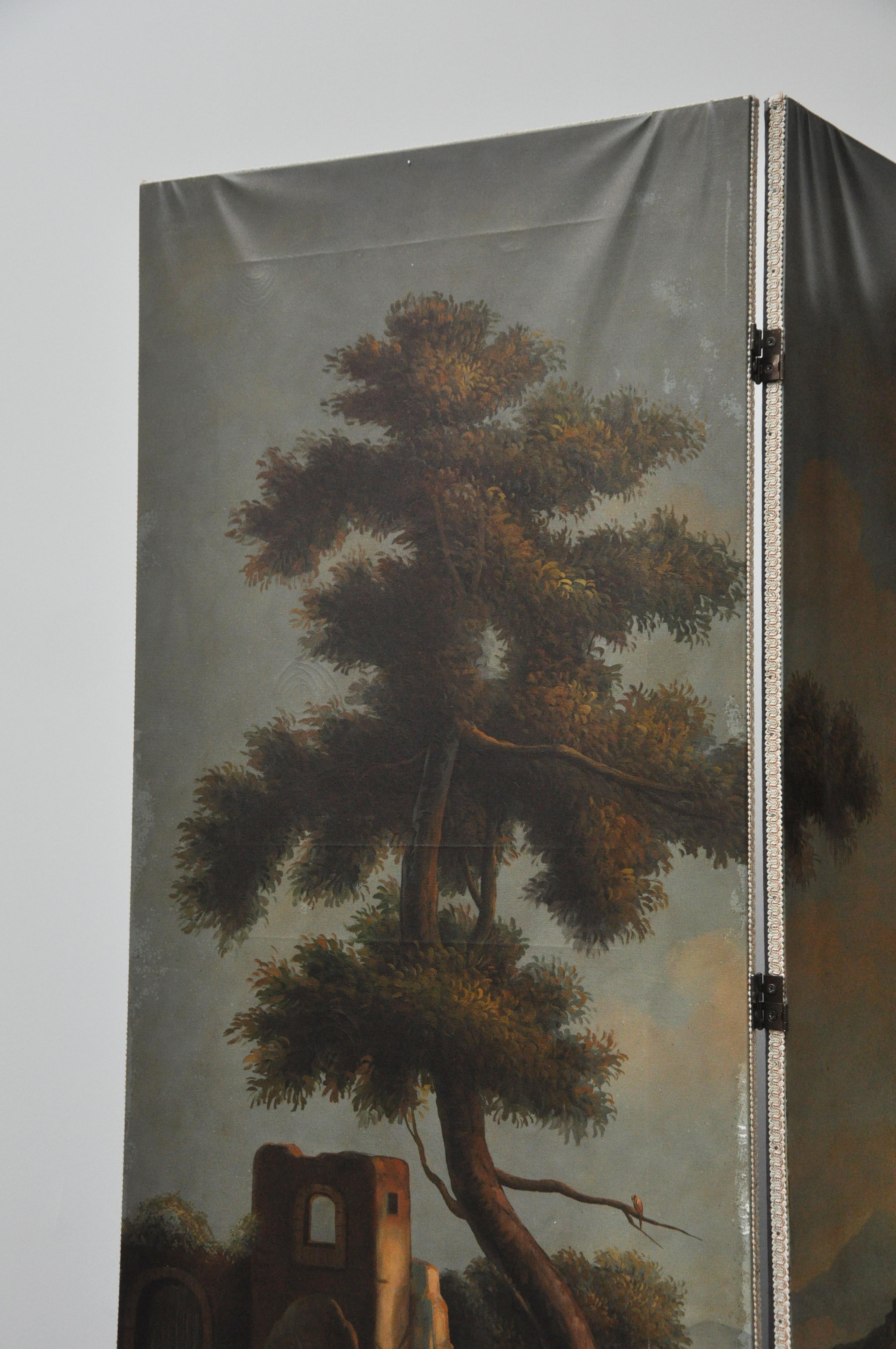 Unknown Hand Painted Canvas Screen