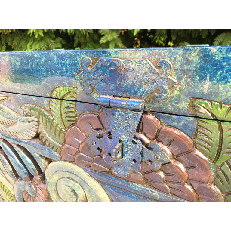 Hand-Painted Carved Chinoiserie Trunk 2