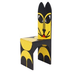 Retro Hand-Painted Cat Chair, 1990s