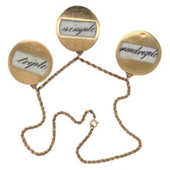 Hand Painted Ceramic & 14k Yellow Gold Vintage Necklace