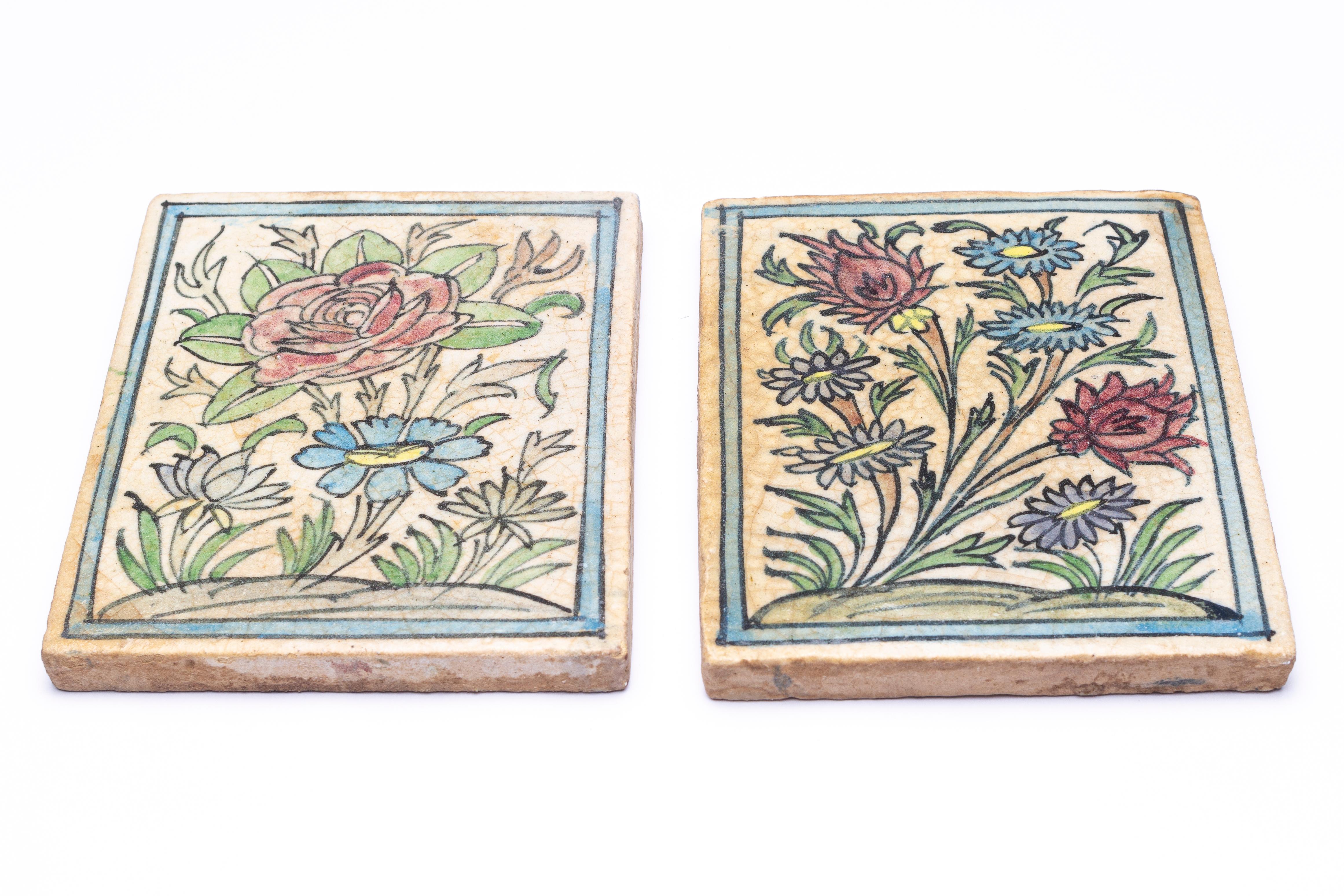 Azulejos orientales antiguos de cerámica pintados a mano siglo XX en venta