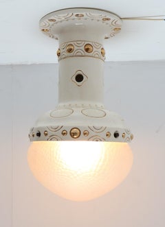 Hand-Painted Ceramic Art Nouveau Ceiling Light by Julius Dressler, 1900s