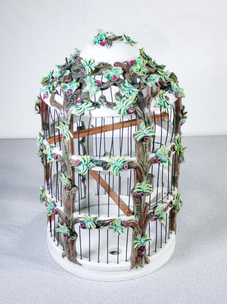 Hand Painted Ceramic Aviary, Italian Manufacture, Early Twentieth ...