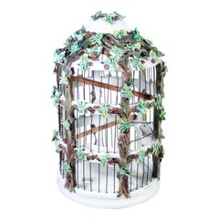 Hand Painted Ceramic Aviary, Italian Manufacture, Early Twentieth Century