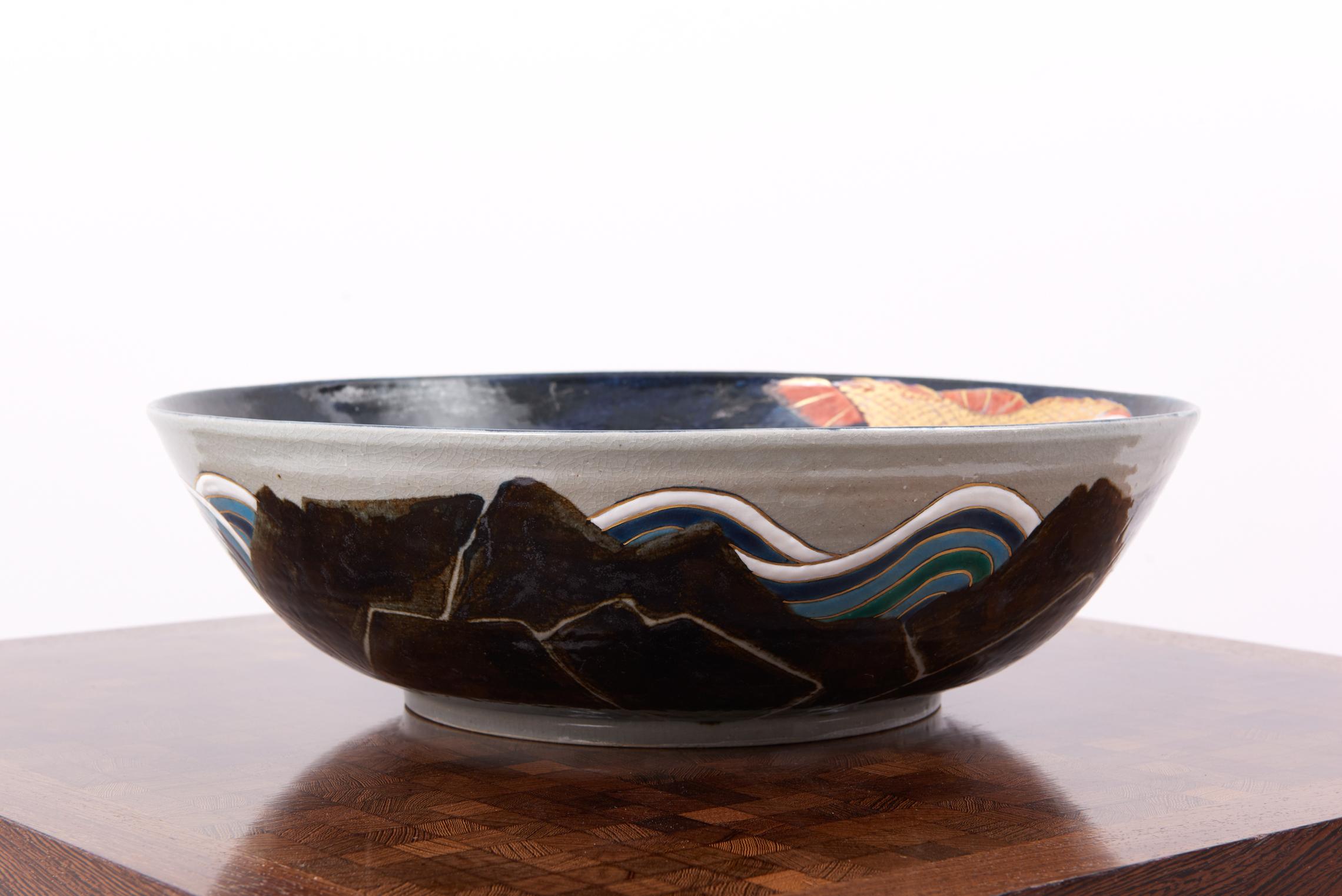 Contemporary Hand Painted Ceramic Bowl, Japan, 2016 For Sale