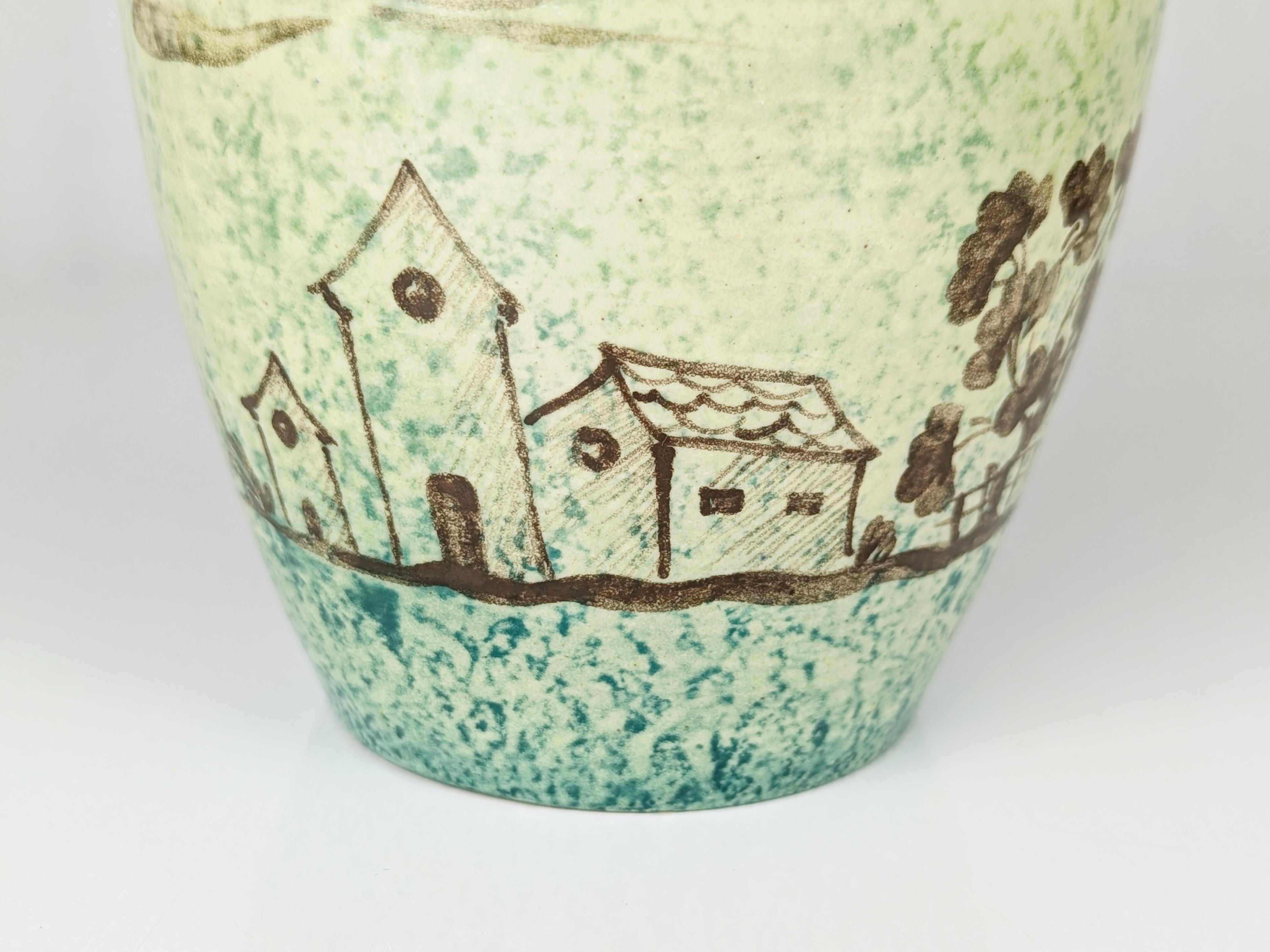 Metà XX secolo Scatola in ceramica dipinta a mano di Arte Casa Albisola, anni '40 in vendita