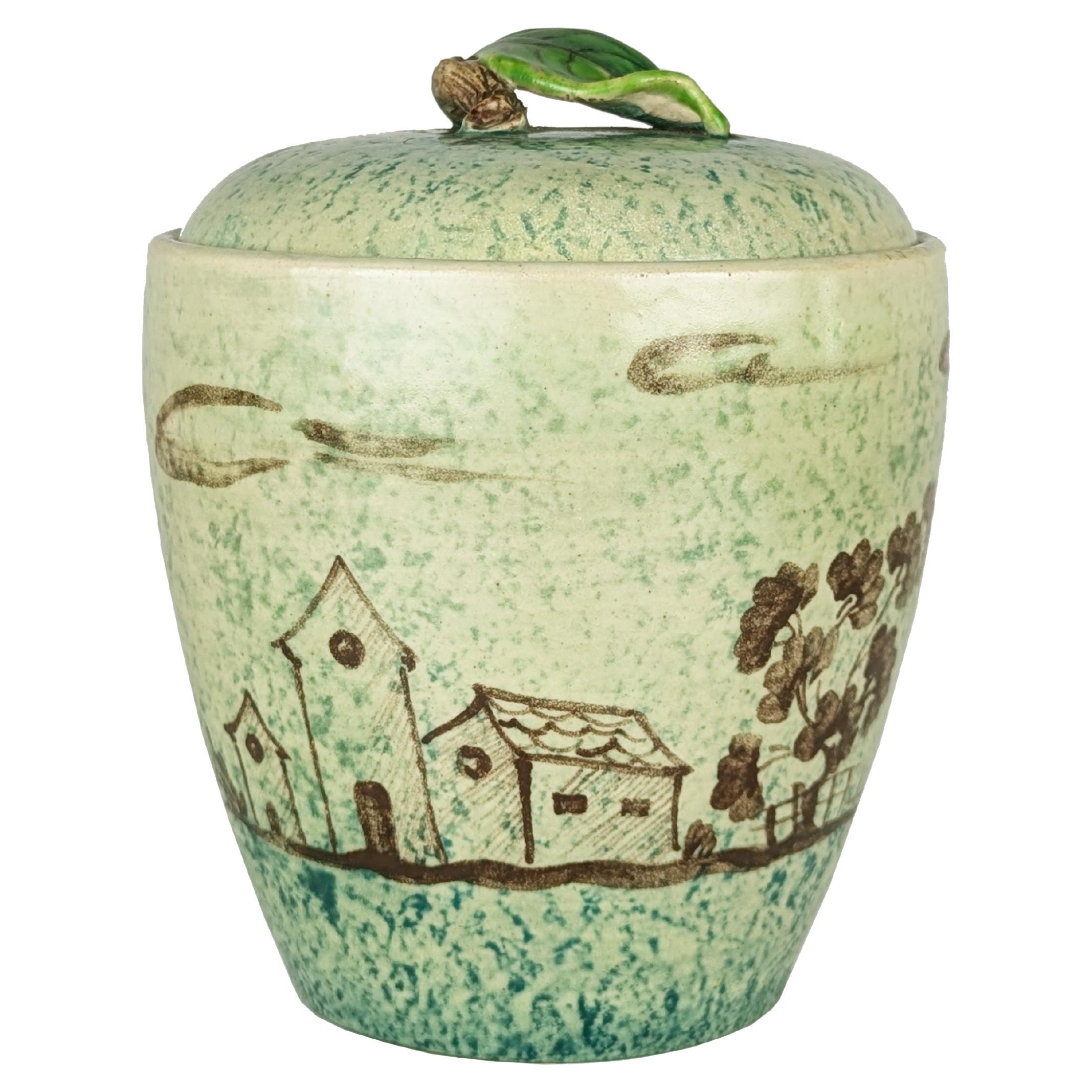 Scatola in ceramica dipinta a mano di Arte Casa Albisola, anni '40 in vendita