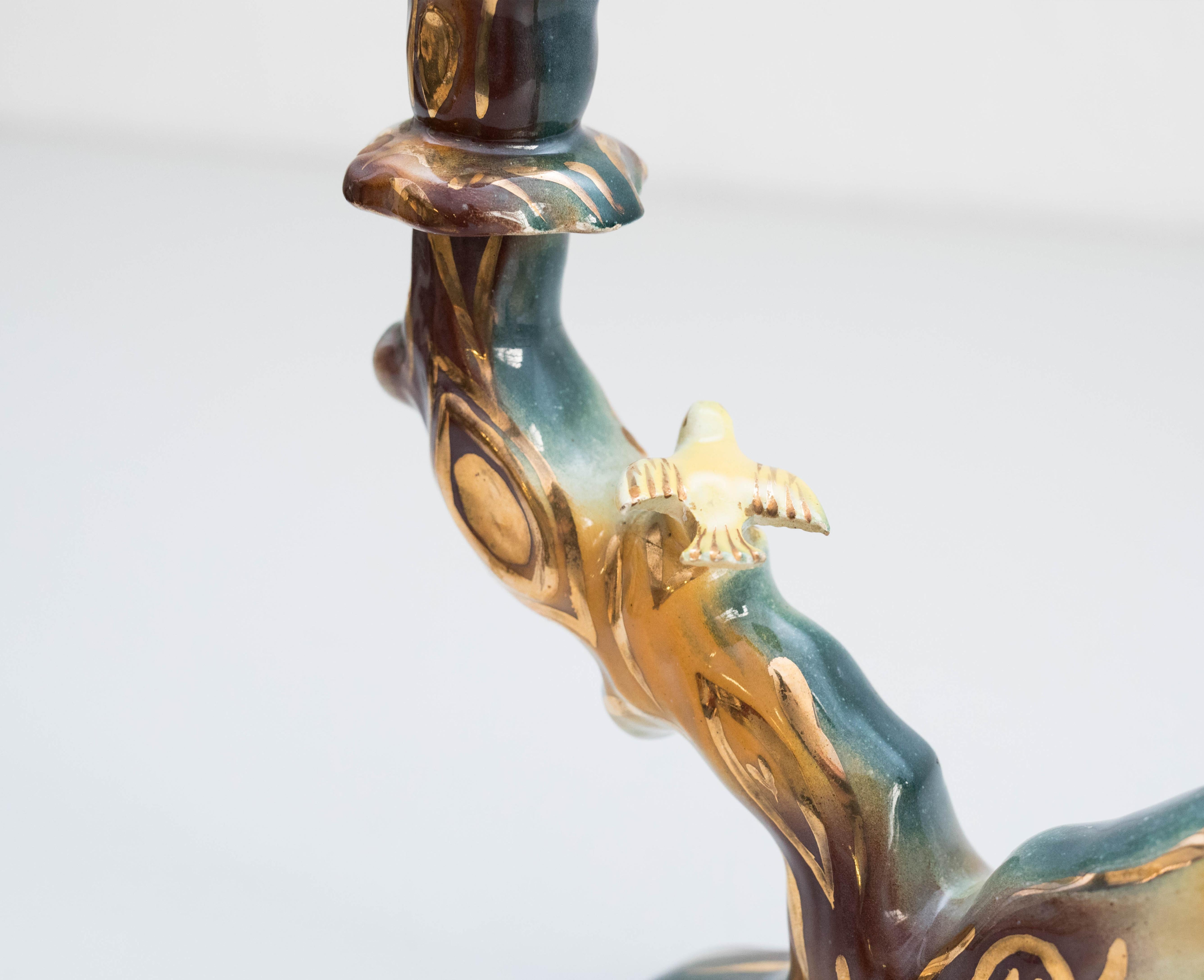Portacandele in ceramica dipinto a mano, 1940 circa 5