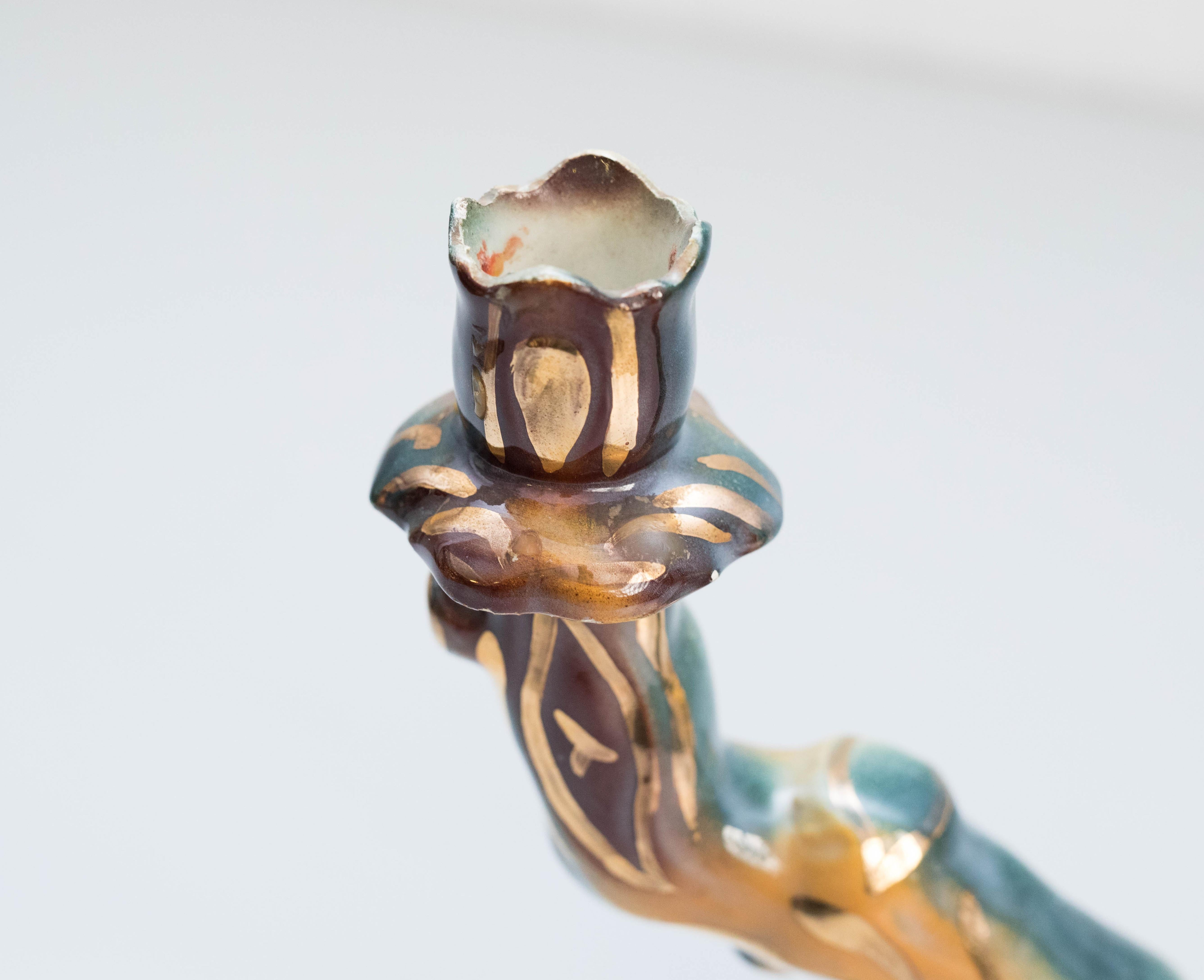 Ceramica Portacandele in ceramica dipinto a mano, 1940 circa