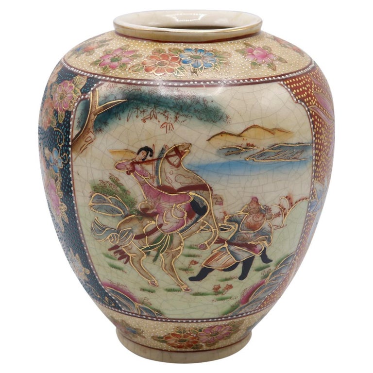 Hand Painted Ceramic Chinese Vase For Sale at 1stDibs