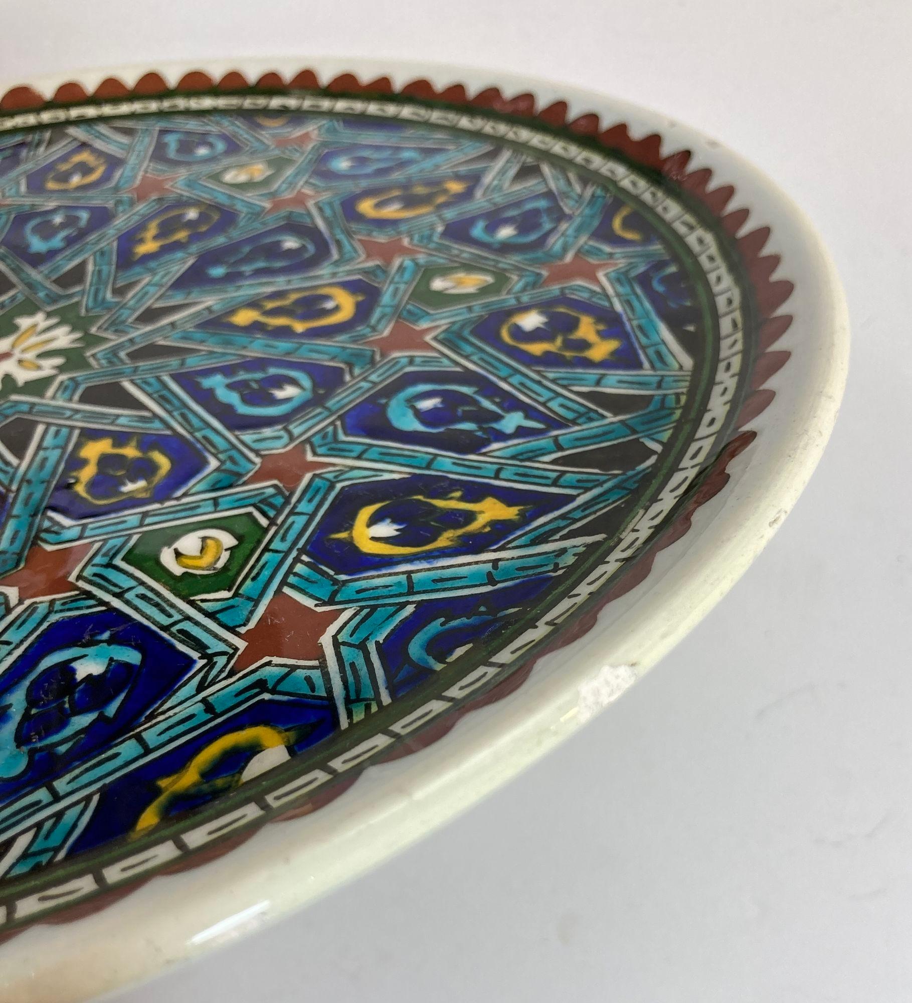 Plato Morisco Decorativo de Cerámica Pintado a Mano Años 50 en venta 6