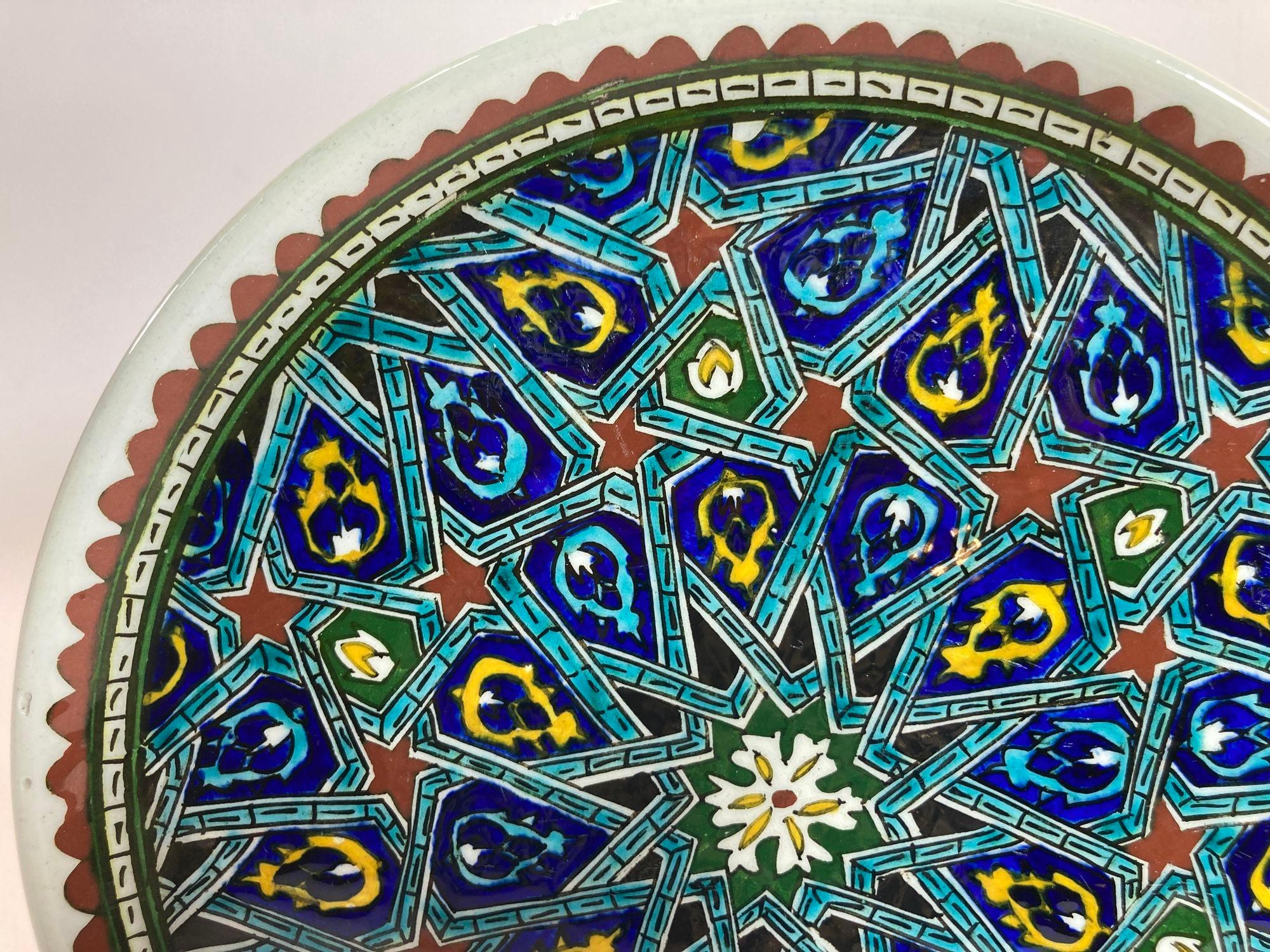 Plato Morisco Decorativo de Cerámica Pintado a Mano Años 50 Pintado a mano en venta