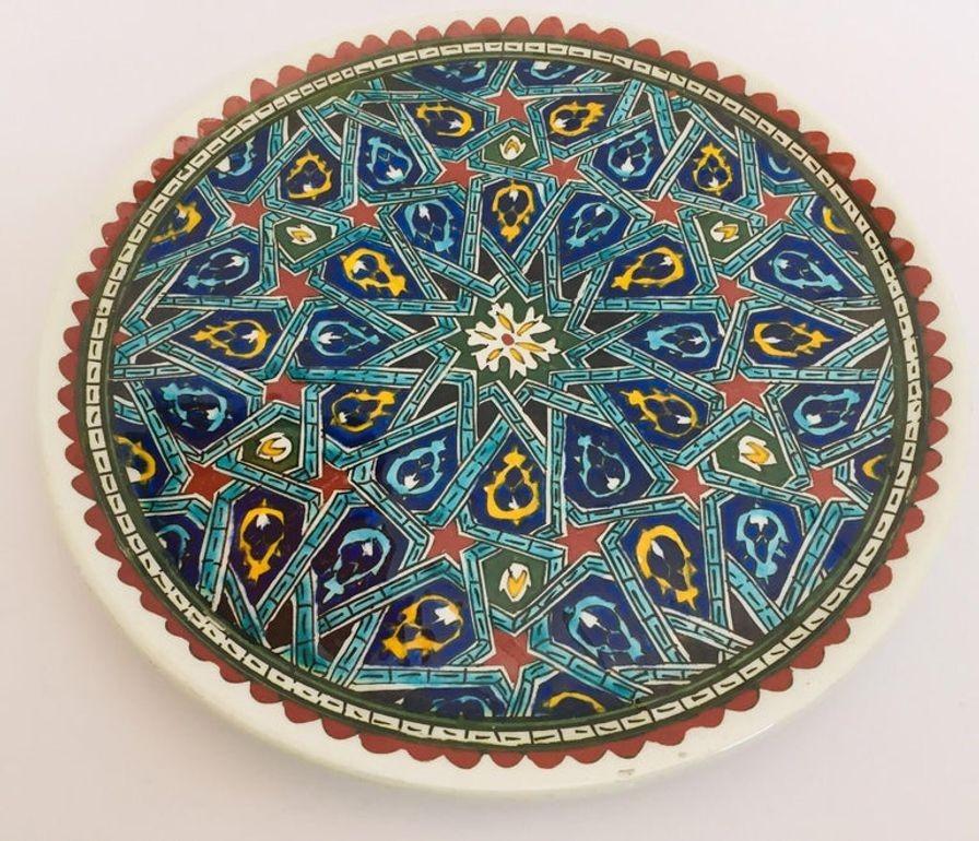 Plato Morisco Decorativo de Cerámica Pintado a Mano Años 50 Cerámico en venta