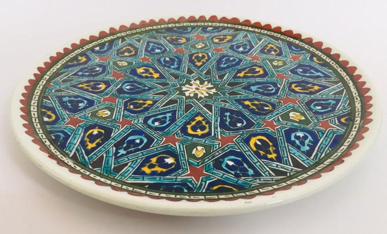 Plato Morisco Decorativo de Cerámica Pintado a Mano Años 50 en venta 1