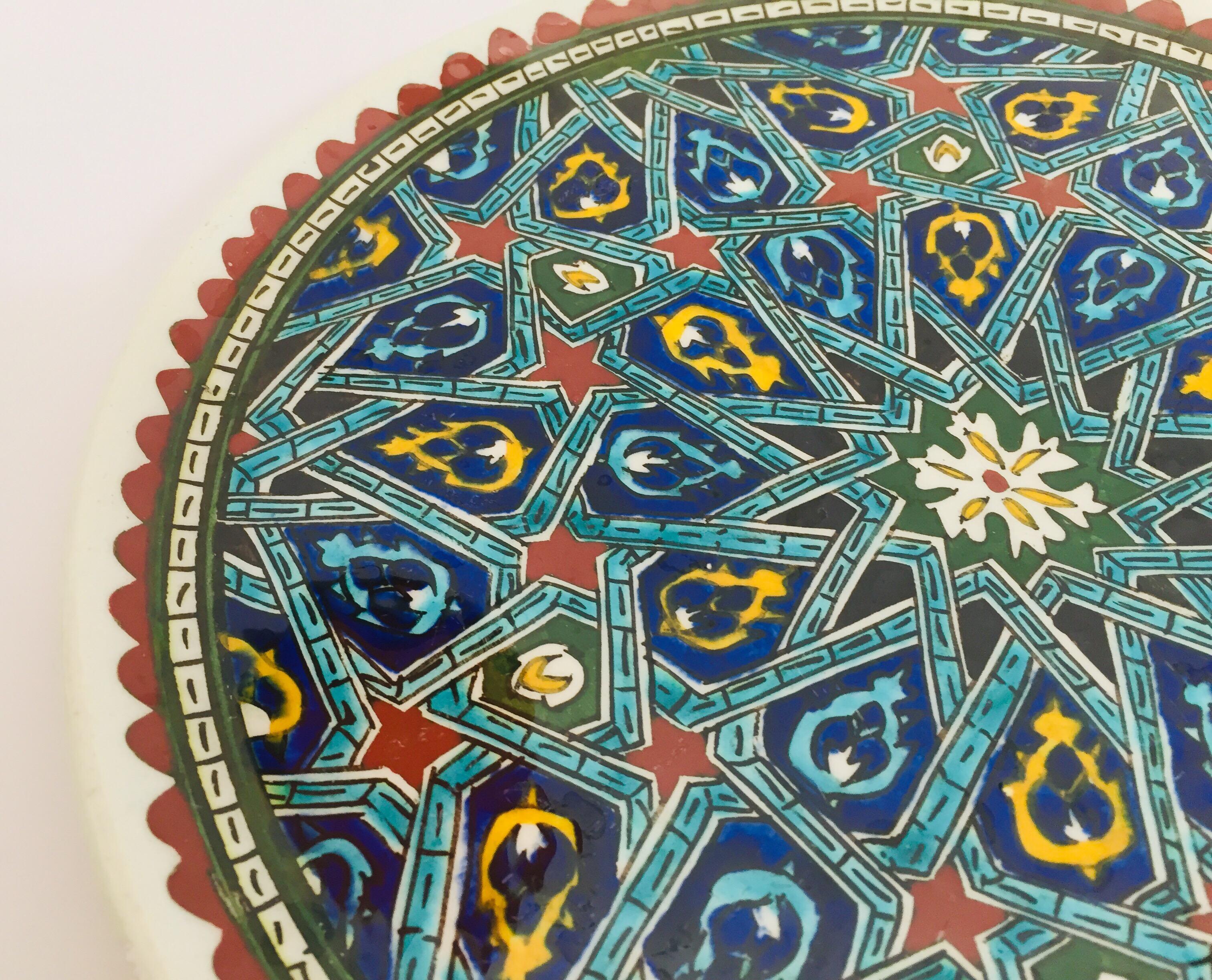 Hand Painted Ceramic Decorative Moorish Plate For Sale 5