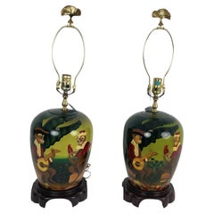 Hand Painted Ceramic English Monkey Lamps