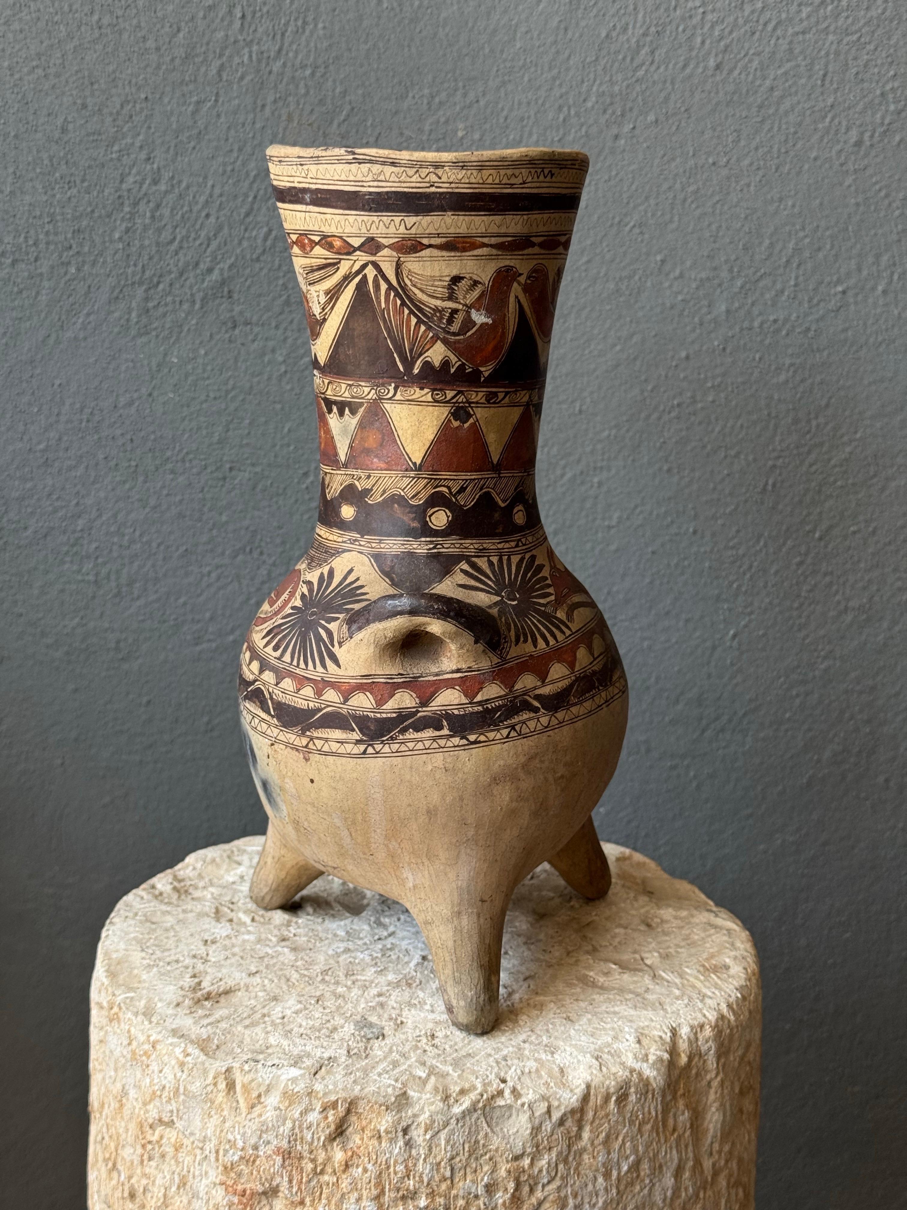 Hand Painted Ceramic Flower Pot From Mexico For Sale 3