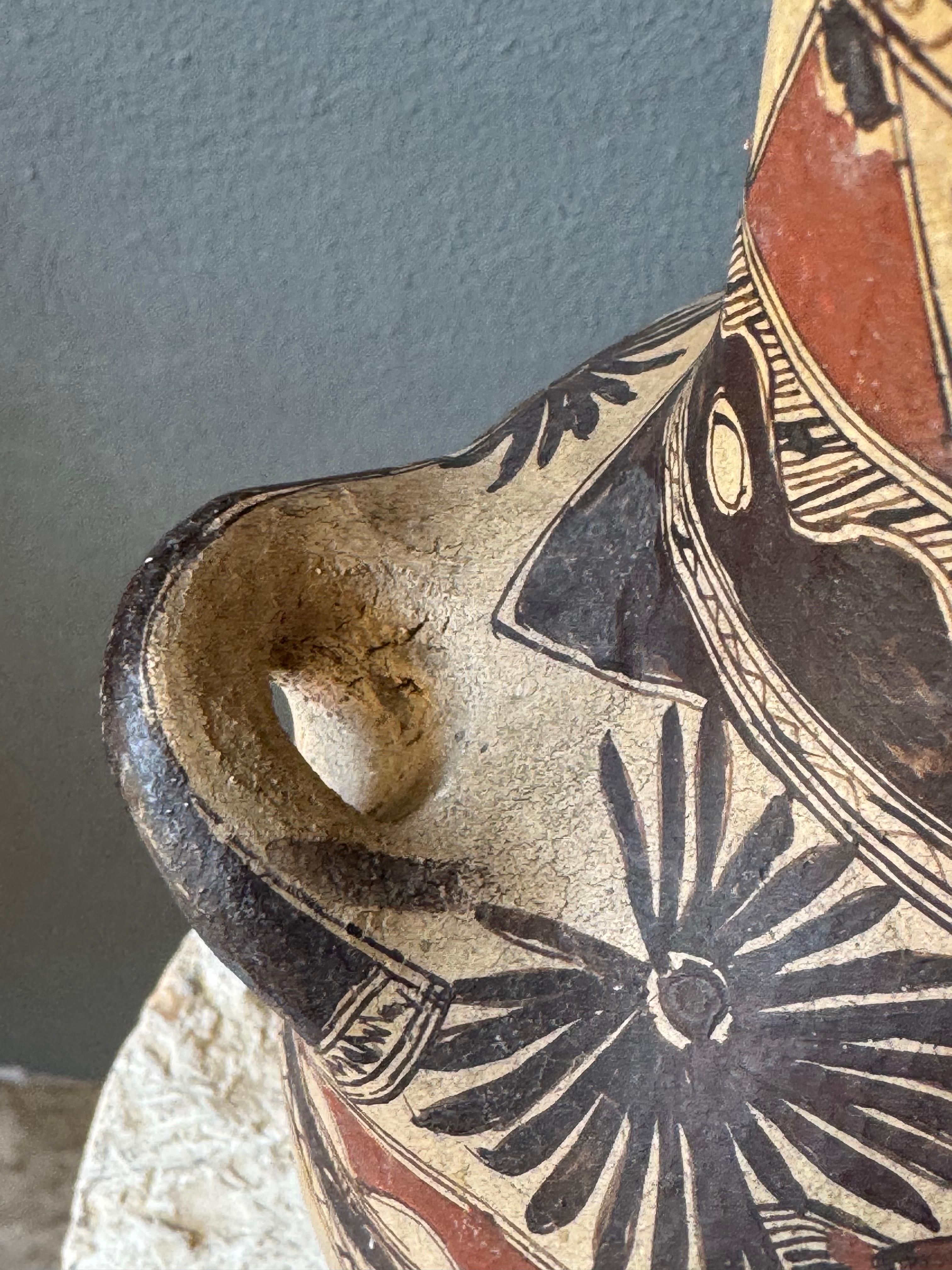 Mexican Hand Painted Ceramic Flower Pot From Mexico For Sale