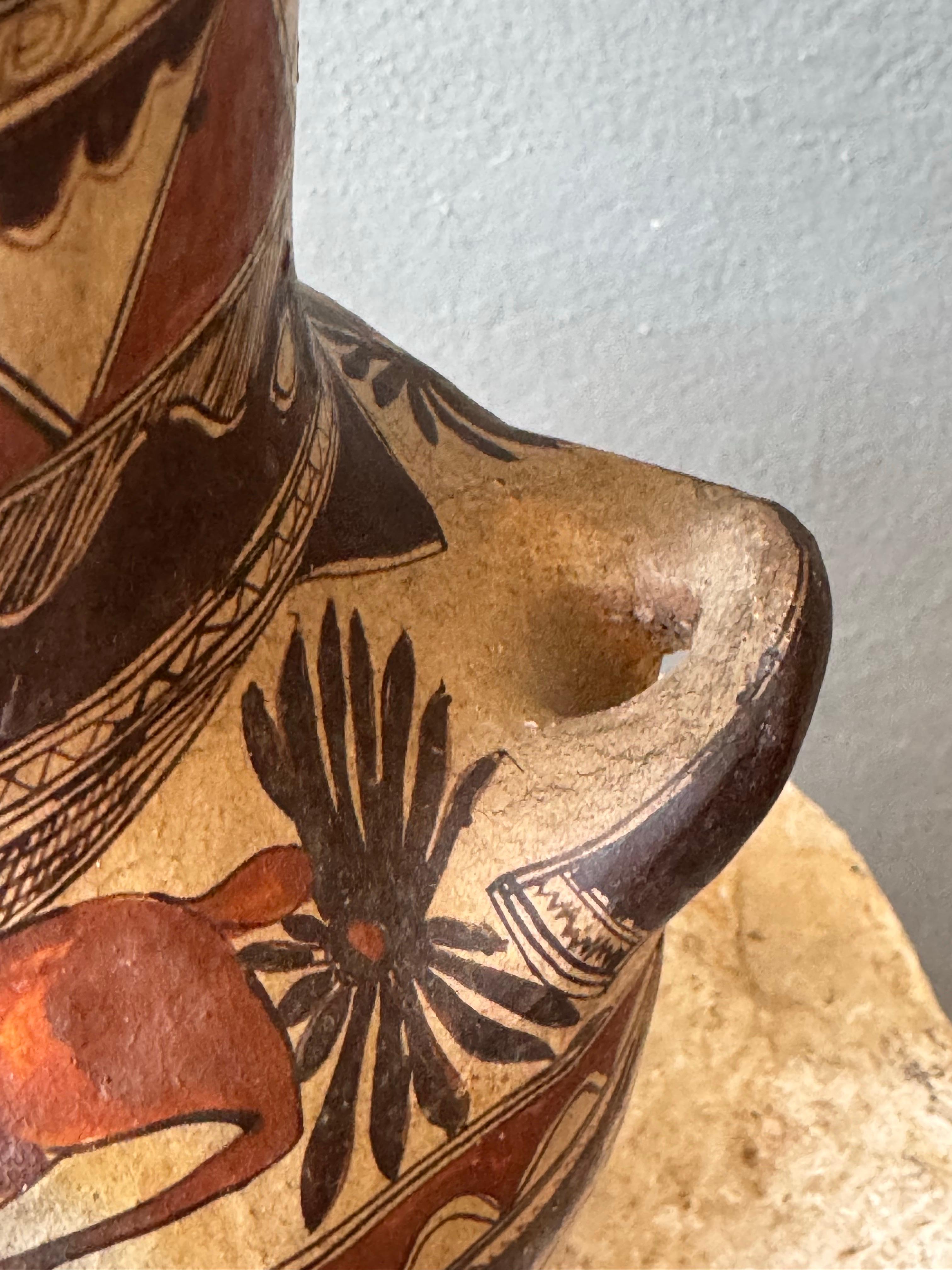 Hand-Crafted Hand Painted Ceramic Flower Pot From Mexico For Sale