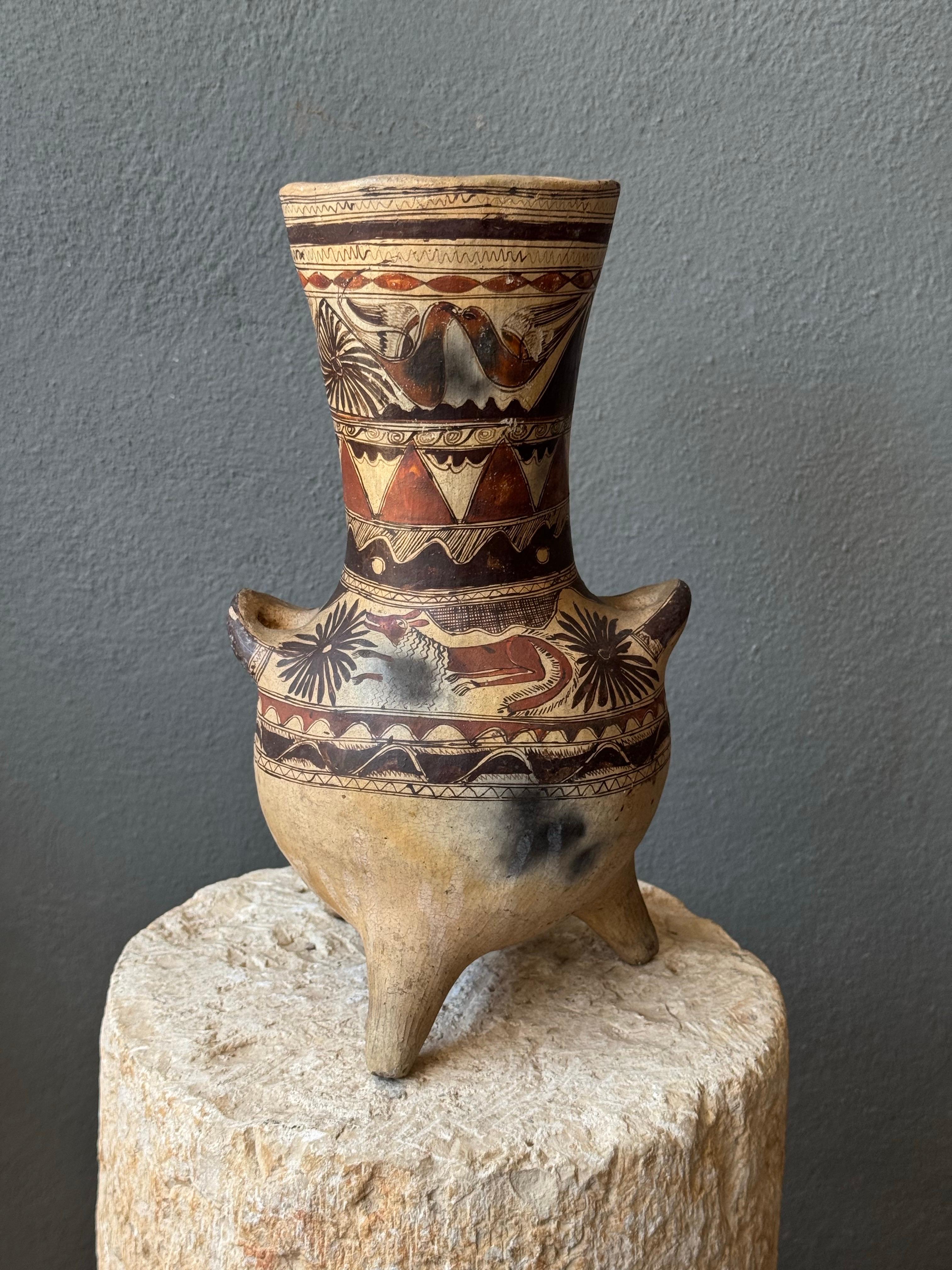 Hand Painted Ceramic Flower Pot From Mexico For Sale 1
