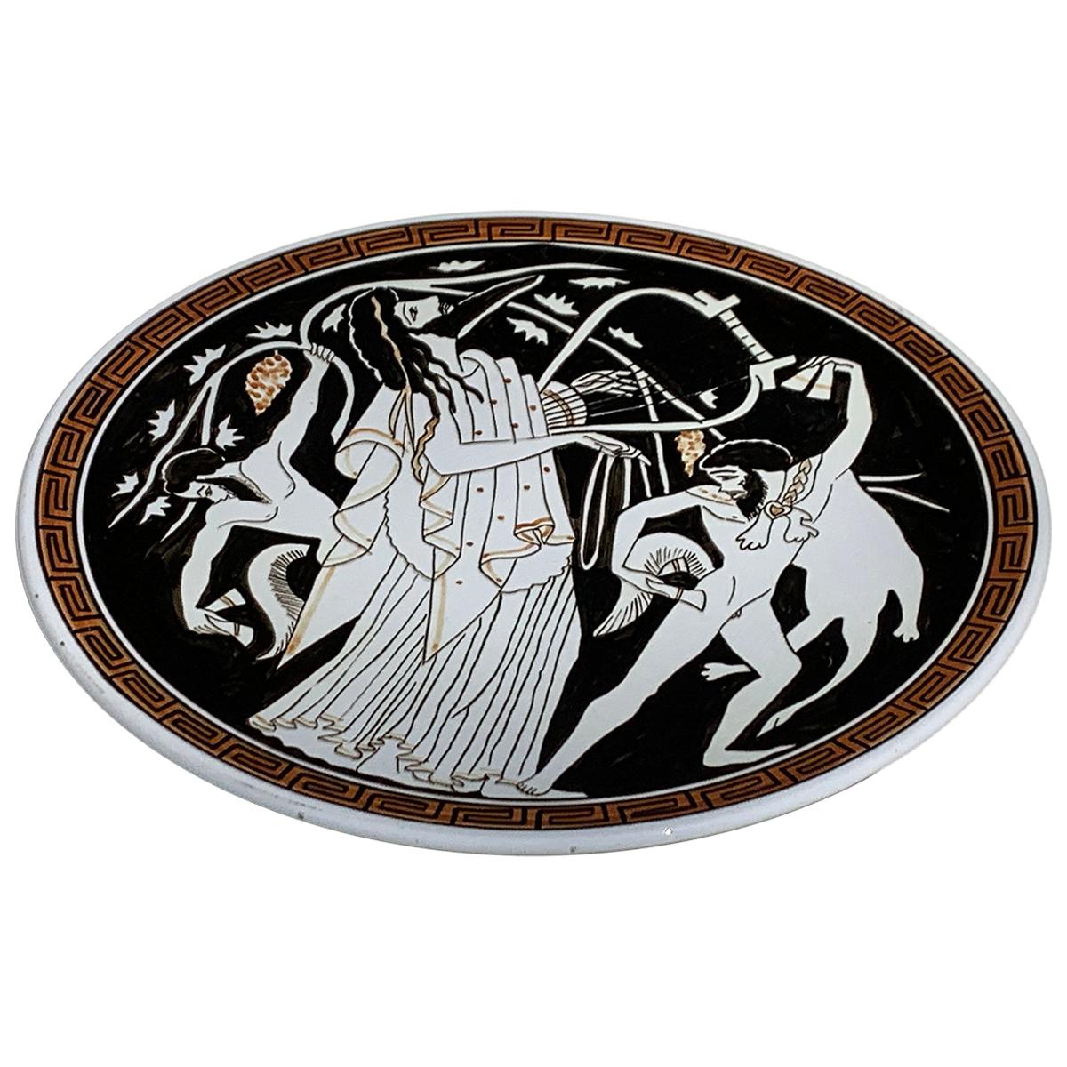 Hand Painted Ceramic Greek Plate For Sale