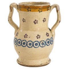 Hand-Painted Ceramic Jug with Floral Motifs, Southern Italy, 1880s