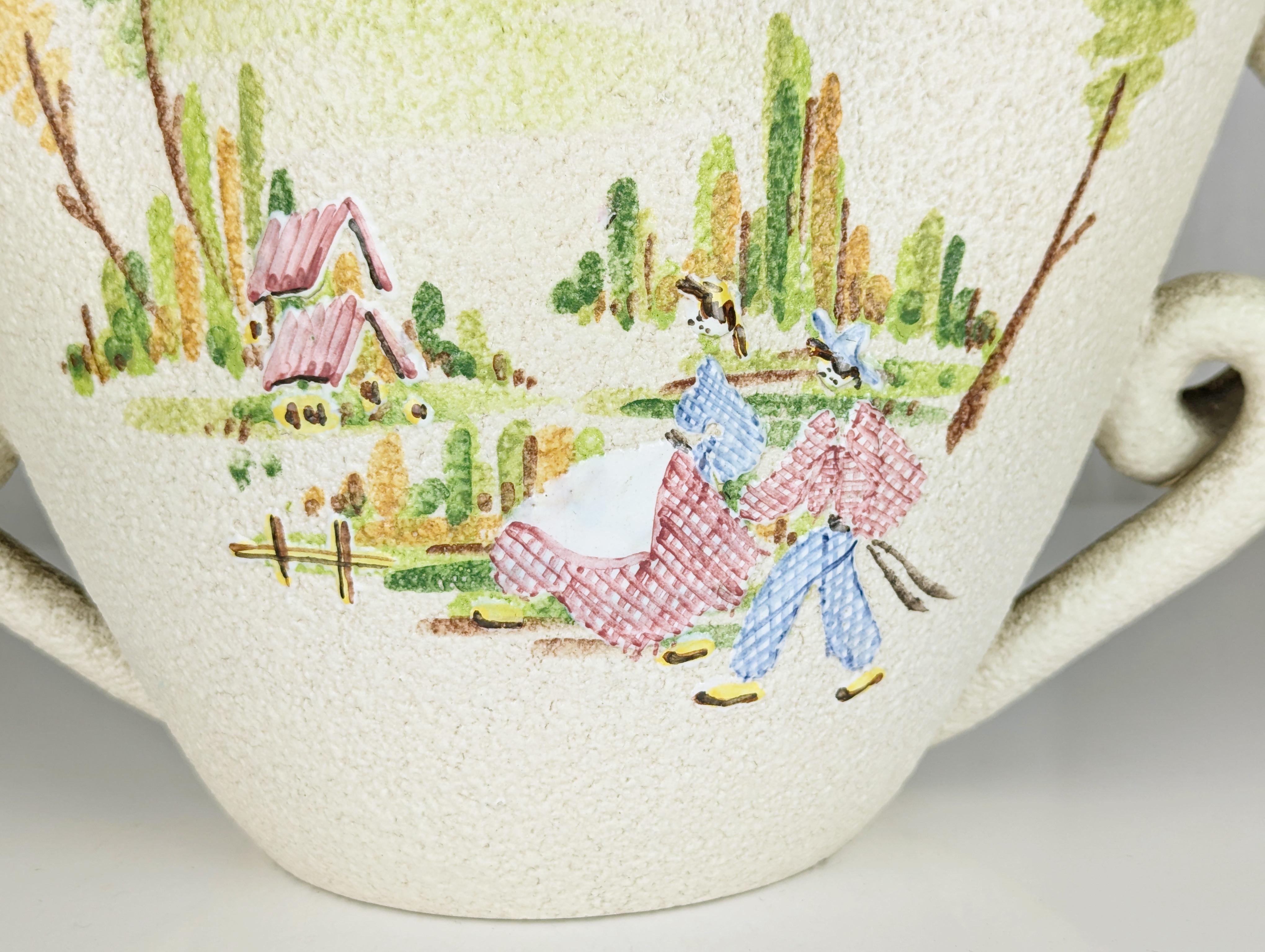 Hand painted ceramic Mid Century vase by CE AS Albisola In Good Condition For Sale In Varese, Lombardia
