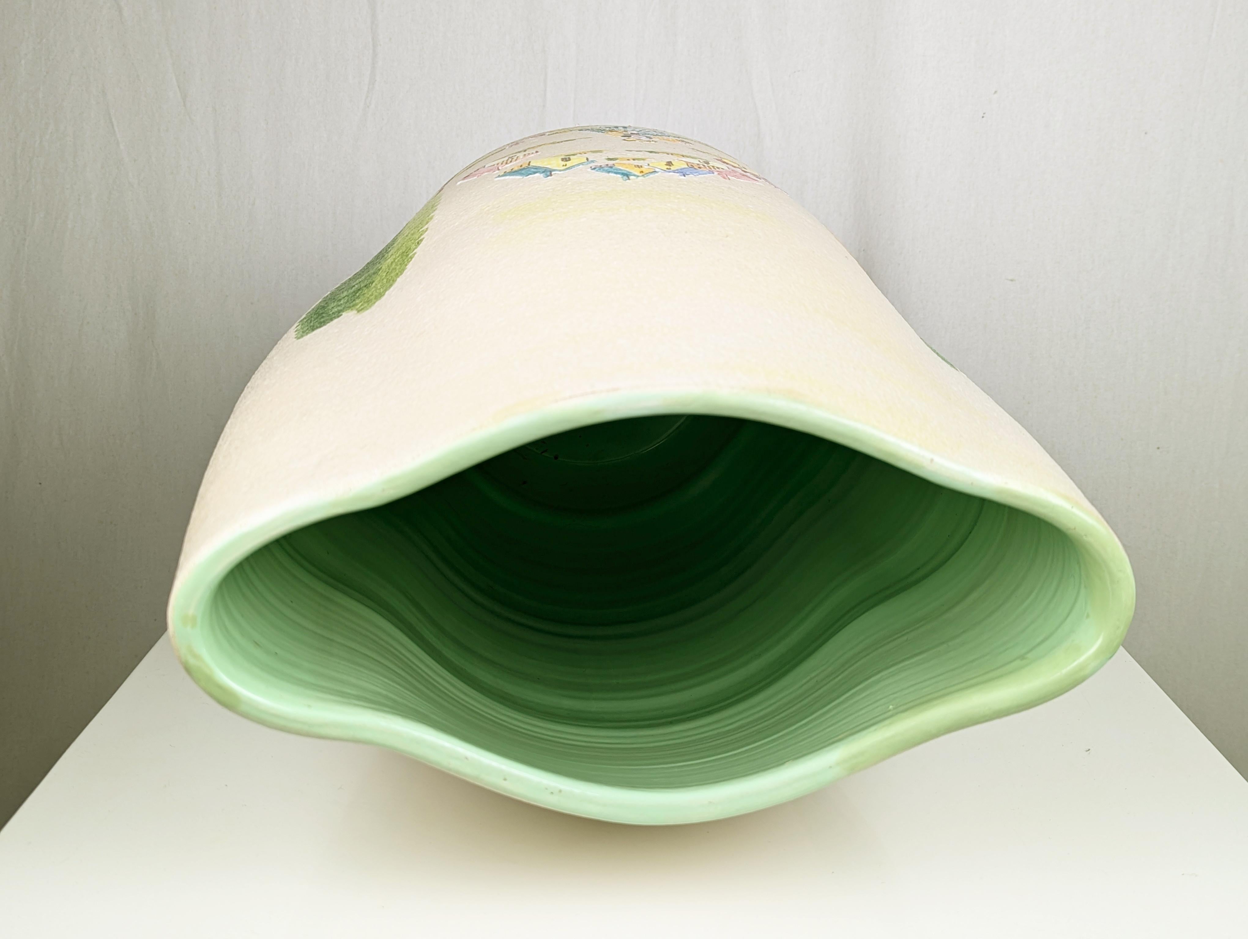 Vase/support à parapluie en céramique du milieu du siècle peint à la main par CE AS Albisola en vente 2