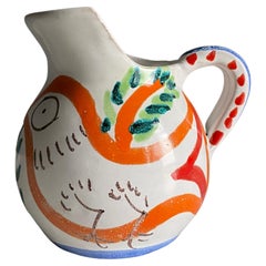 Hand-Painted Ceramic Pitcher by DeSimone, Italy, 1965