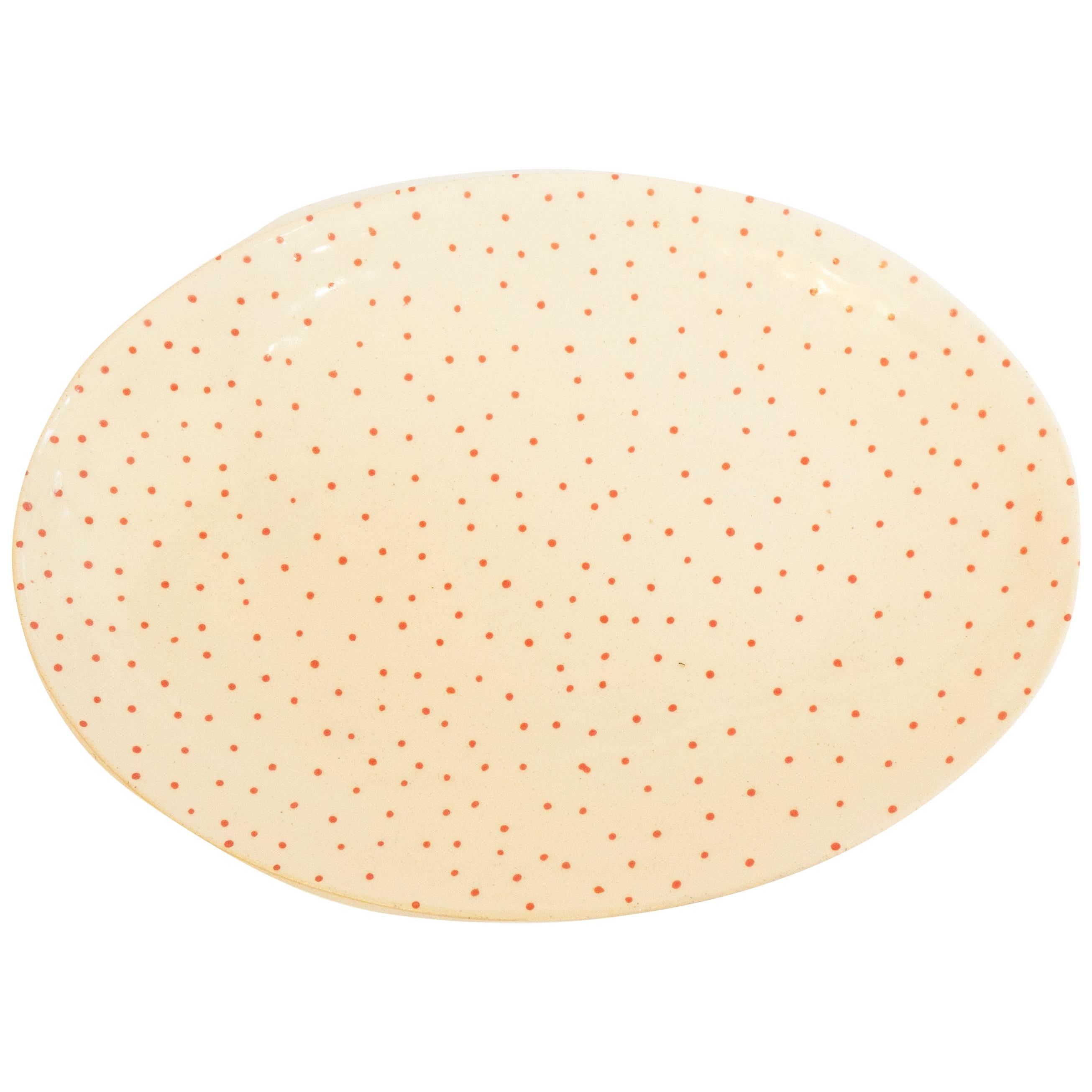 Hand Painted Ceramic Serving Platter with Sprinkled Dot Pattern