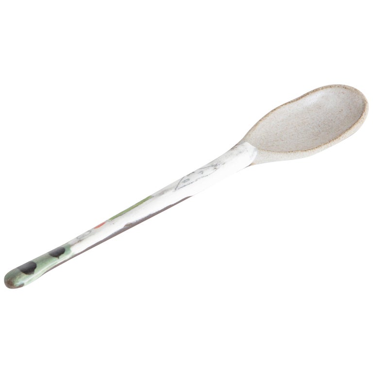 Hand Painted Ceramic Smiley Spoon 6 Unique Edition For Sale at 1stDibs