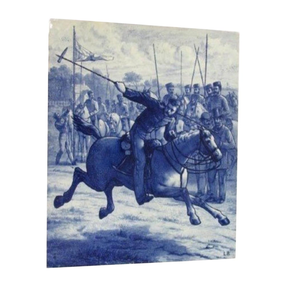 Panneau sportif peint à la main Lucien Besche pour Copeland Spode