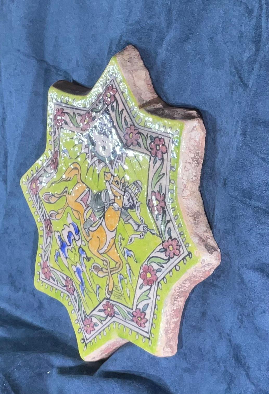 Hand Painted Ceramic Star Wall Hanging For Sale 2