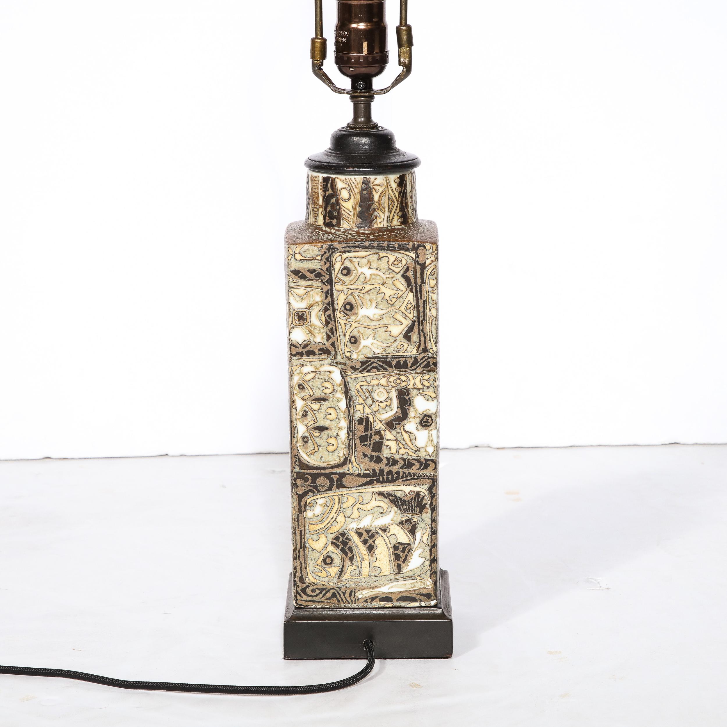 Hand Painted Ceramic Table Lamp with Oceanic Motifs by Royal Copenhagen 5