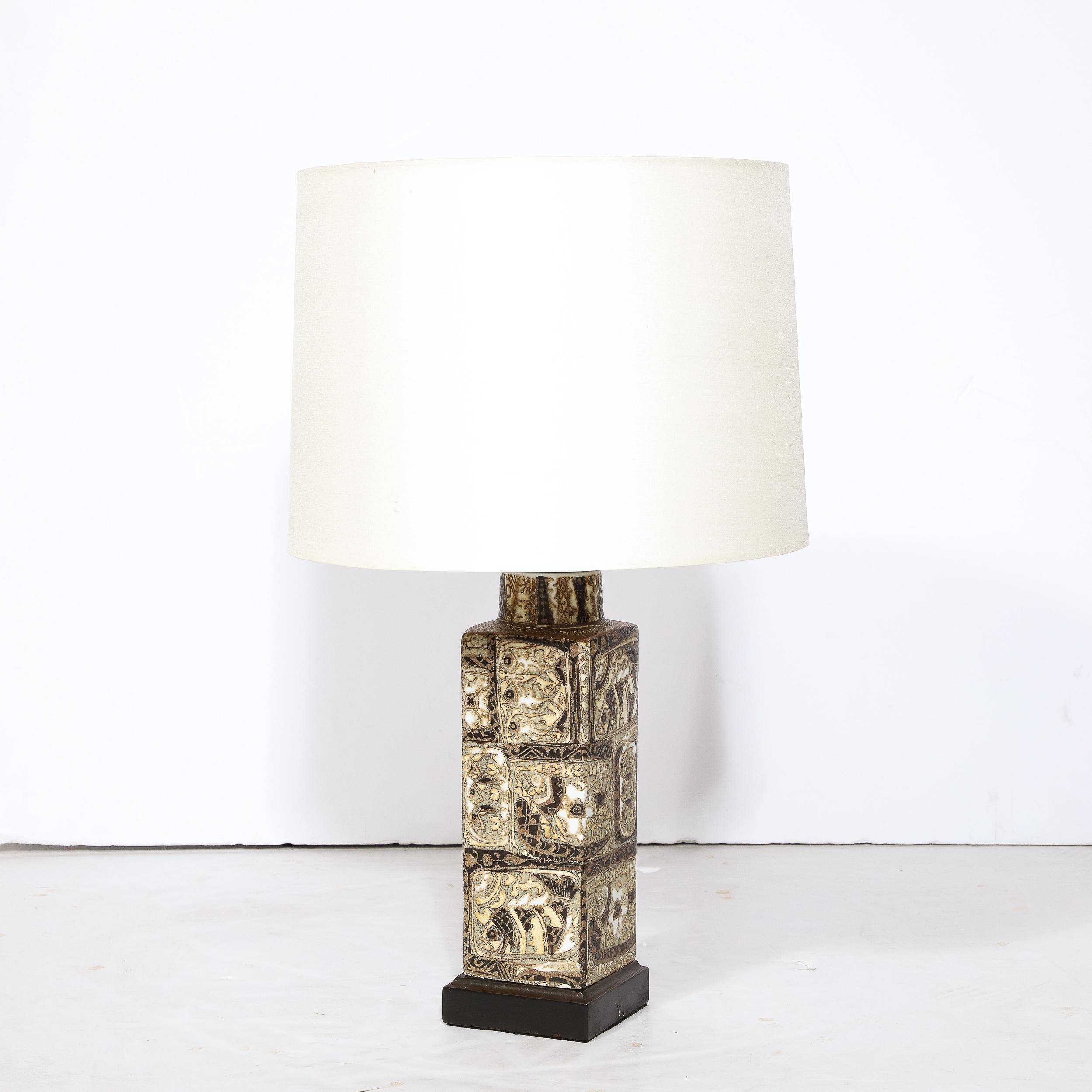 Danish Hand Painted Ceramic Table Lamp with Oceanic Motifs by Royal Copenhagen