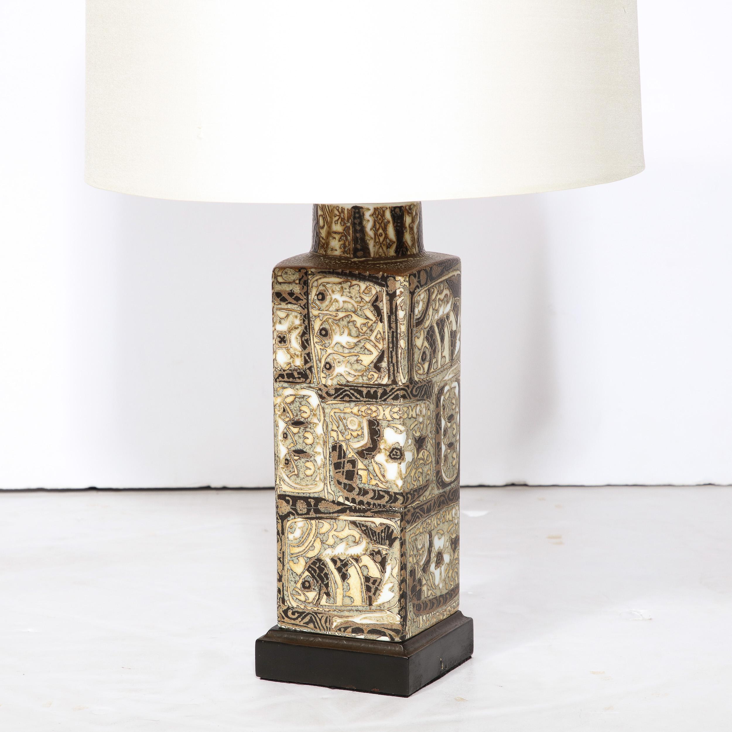Hand Painted Ceramic Table Lamp with Oceanic Motifs by Royal Copenhagen In Excellent Condition In New York, NY