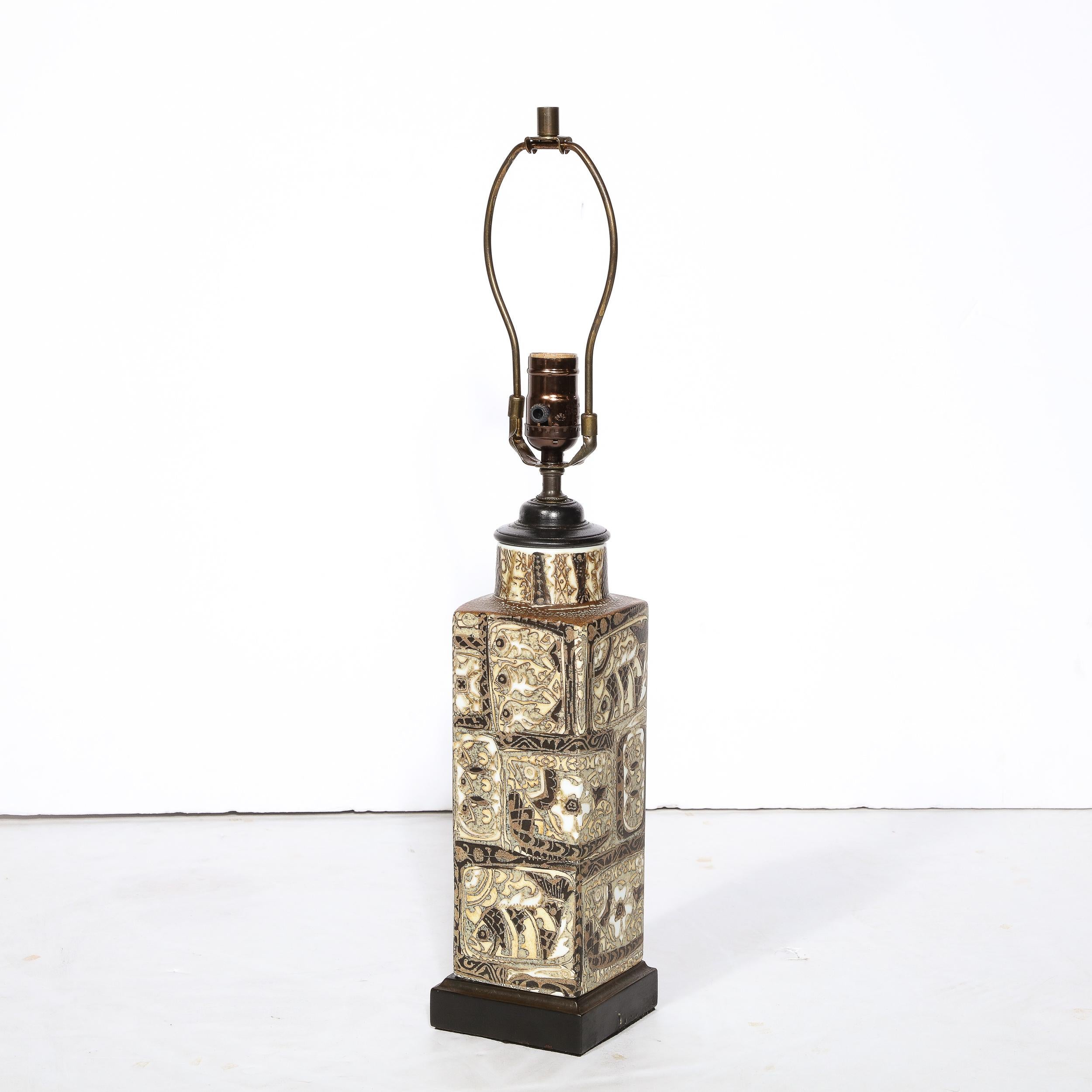 Mid-20th Century Hand Painted Ceramic Table Lamp with Oceanic Motifs by Royal Copenhagen